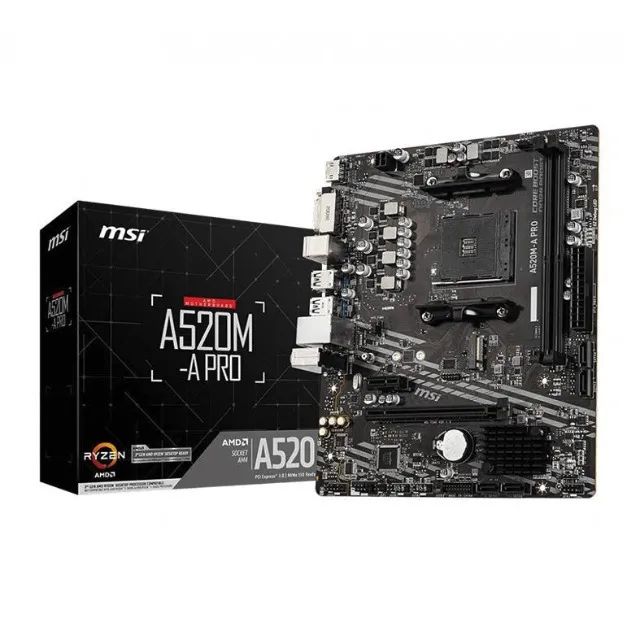 Placa-Mãe MSI A520M-A PRO, AMD AM4, mATX, DDR4, 12x 42,45