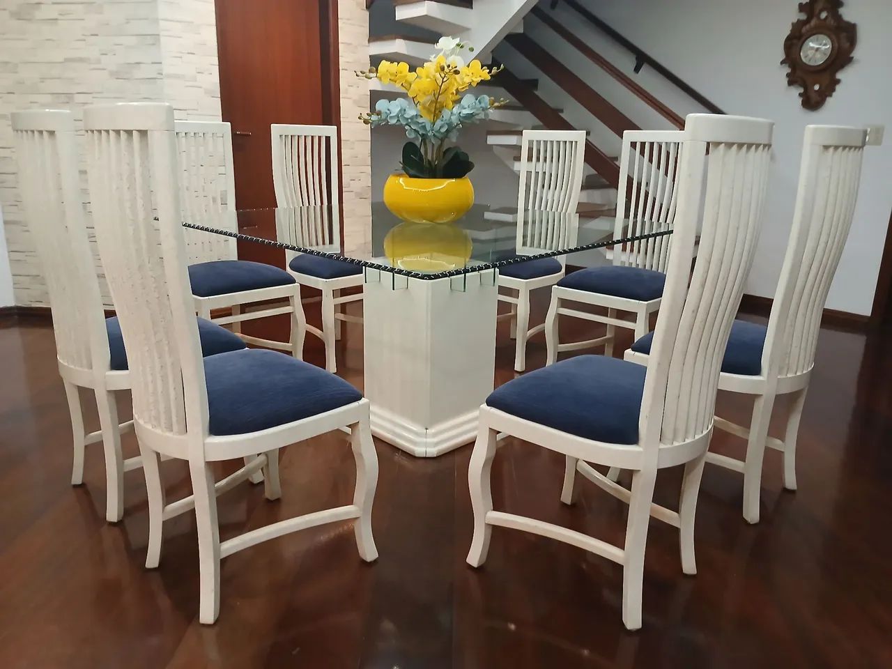 Mesa de Vidro 1,40m com 8 Cadeiras | Linda e Muito Conservada