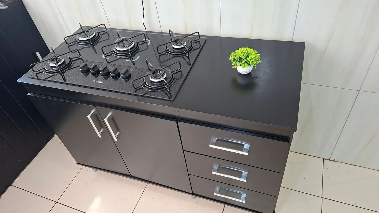 Balcão + fogão cooktop 5 bocas. - Foto 2