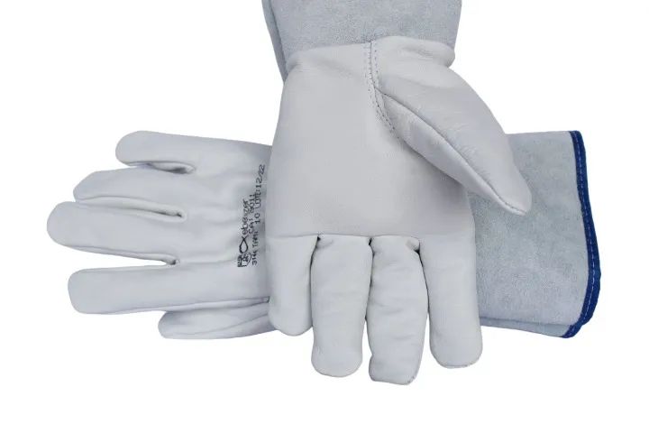 Luva de Couro Vaqueta Punho 15cm Cano Longo Tam 10 EPI - Foto 3