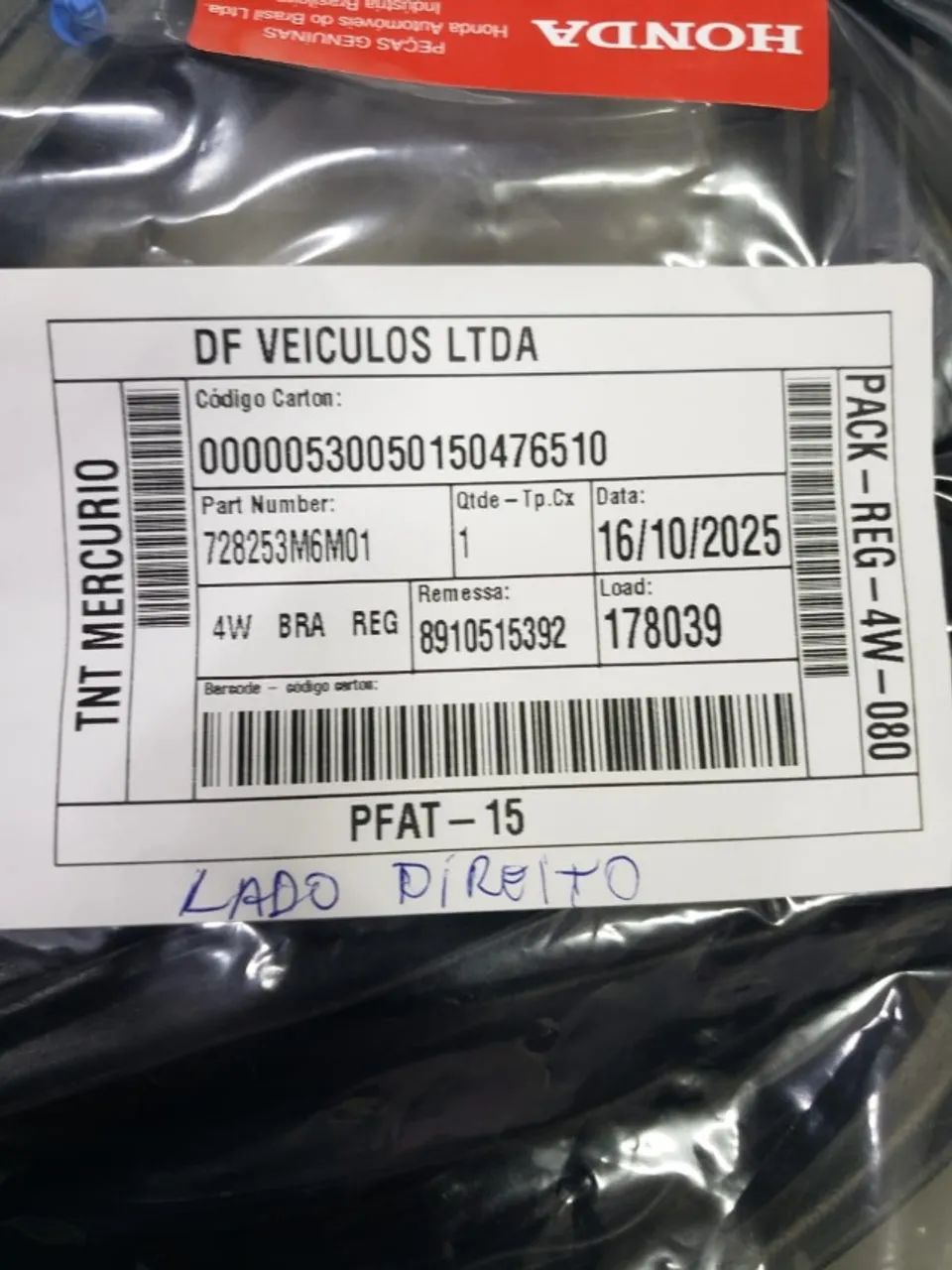 Guarnição Porta Trás 72825-3m6-m01 Honda Hrv Genuína Preto LD - Foto 4