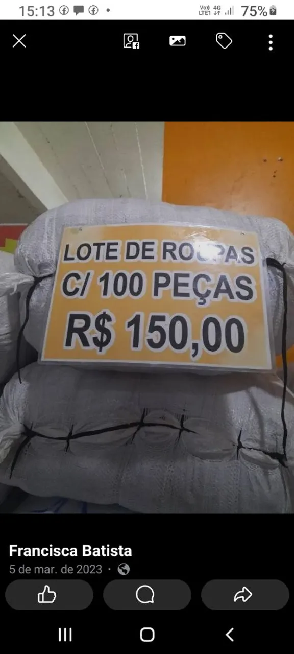 Lote de roupas com 100 peças por apenas R$150,00!
