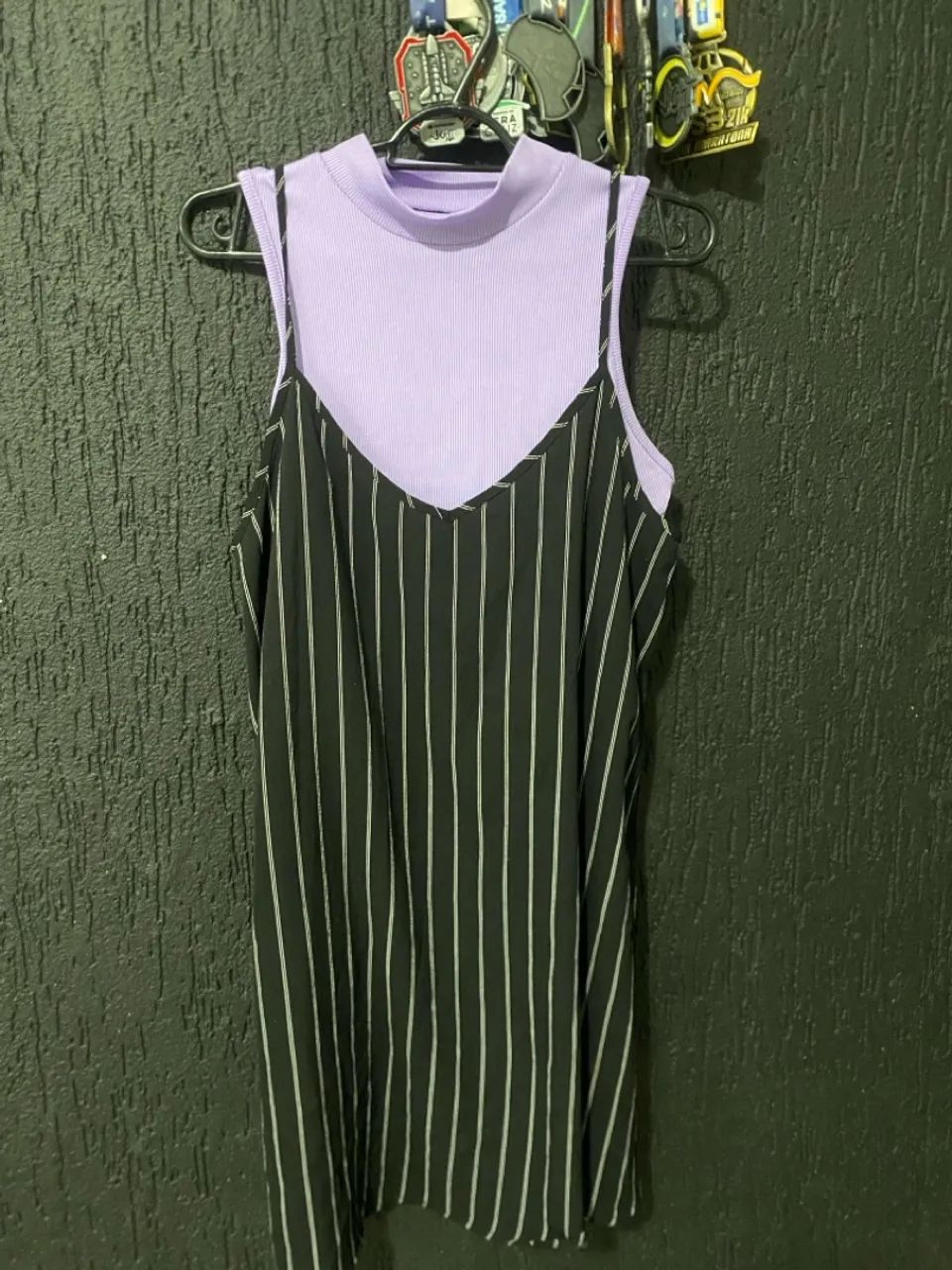 Vestido listrado com blusa de gola alta - Foto 4