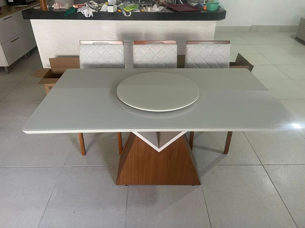Mesa de Jantar 6 Cadeiras - Branco - Nova - Foto 2