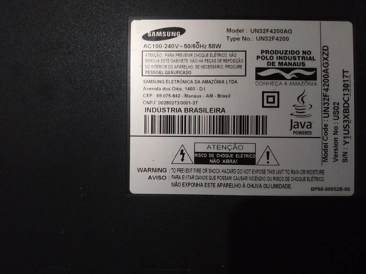TV Samsung UN32F4200AG - Tela 32 Polegadas para retirada de peças