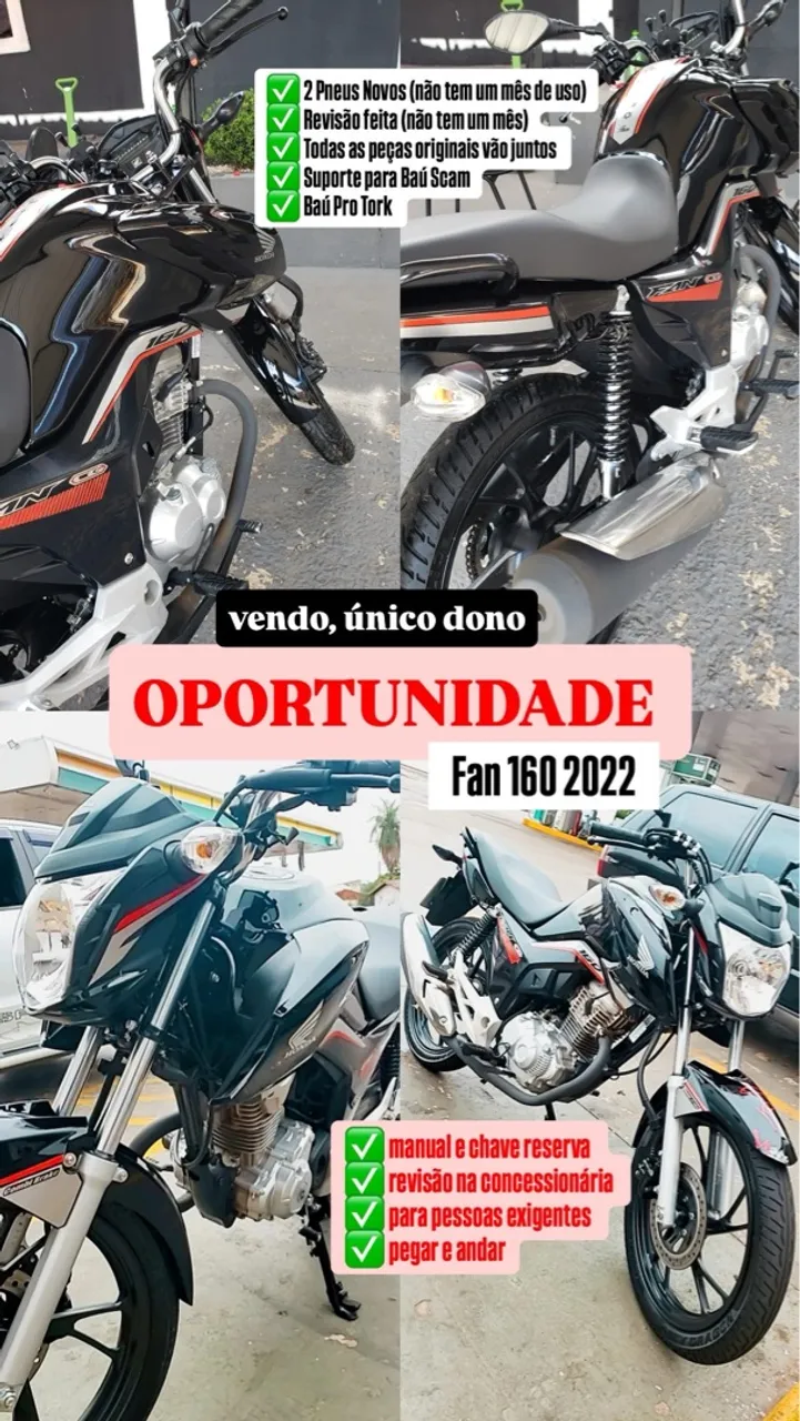 Honda Cg160cc Fan Preta Único Dono Precinho 