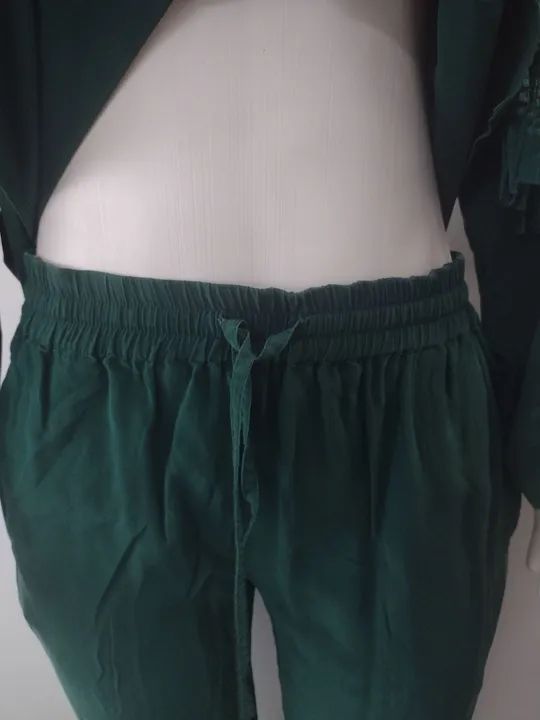 Conjunto de Blusa  e Calça Verde 100%Seda - Foto 3