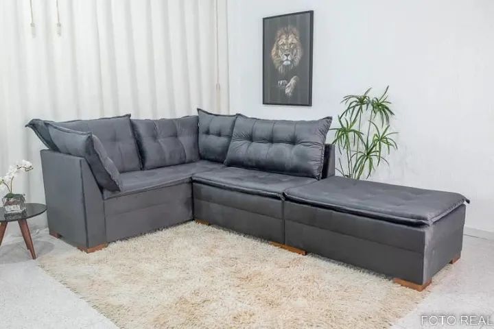 Sofá de Canto Vênus Veludo 3 em 1- Produto Novo Entrega Rápida
