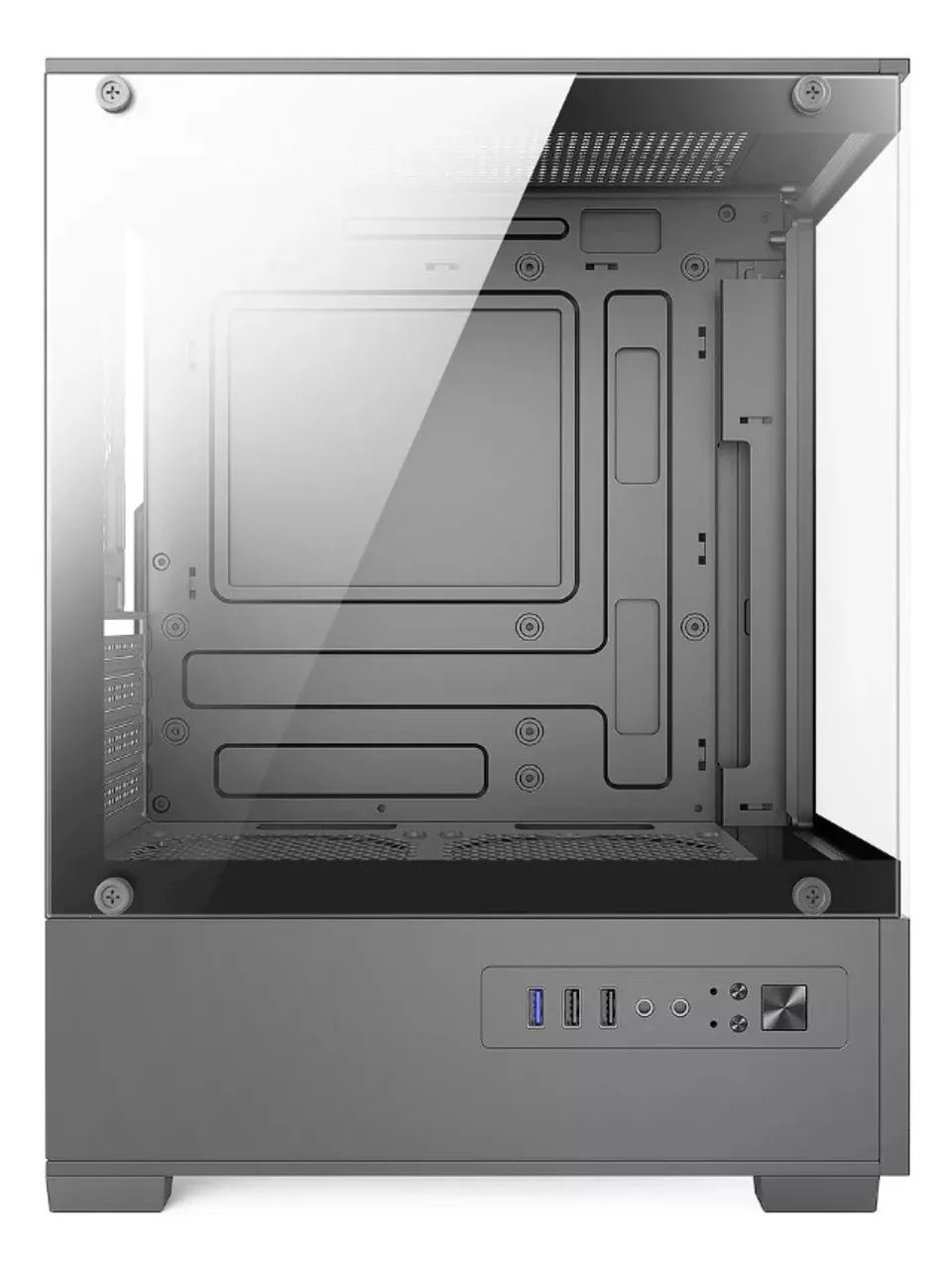 Gabinete Gamer Bluecase Bg-054 Hit Cinza Vidro Temperado Loja Coimbra Computadores Entrega - Foto 6