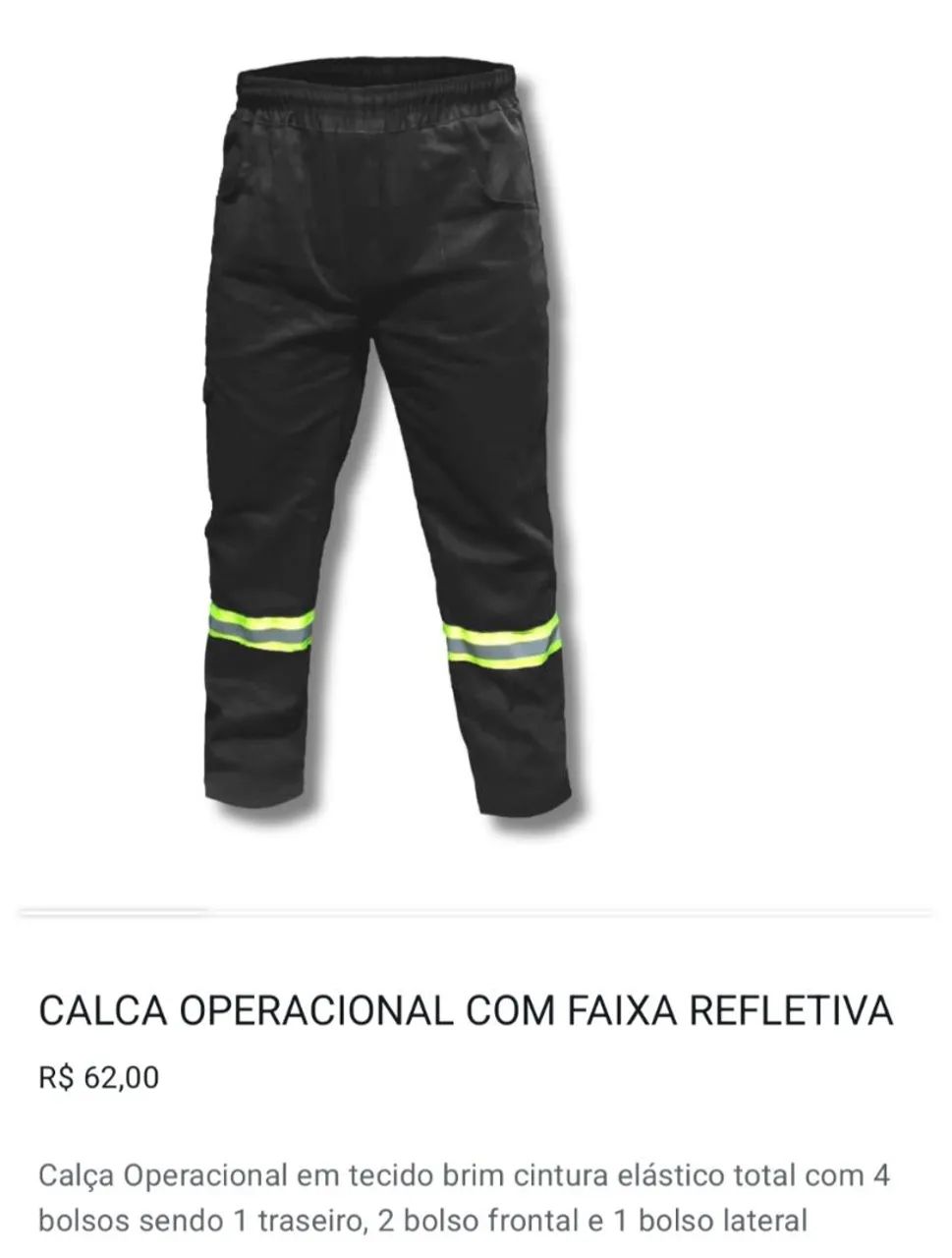 Calça Operacional com Faixa Refletiva