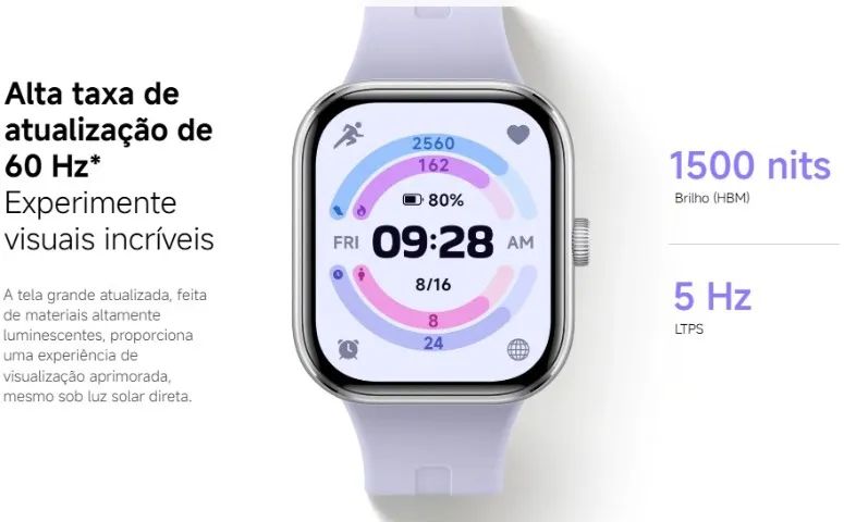 Redmi Watch 5 Xiaomi GPS integrado e saúde no pulso Tela AMOLED com visual refinado - Foto 5