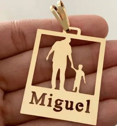 Pingente Ouro 18 Kilates Pai e Filho Com Nome - Foto 2