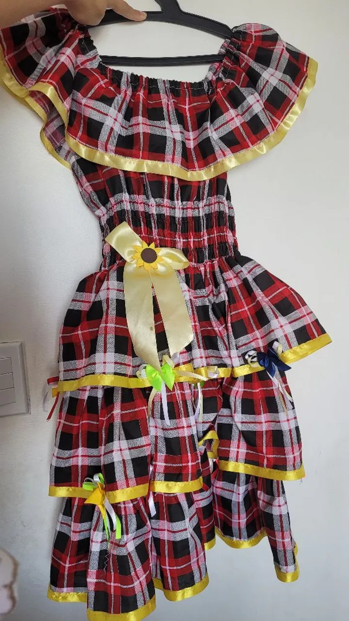 Vestido Infantil Xadrez Festa Junina