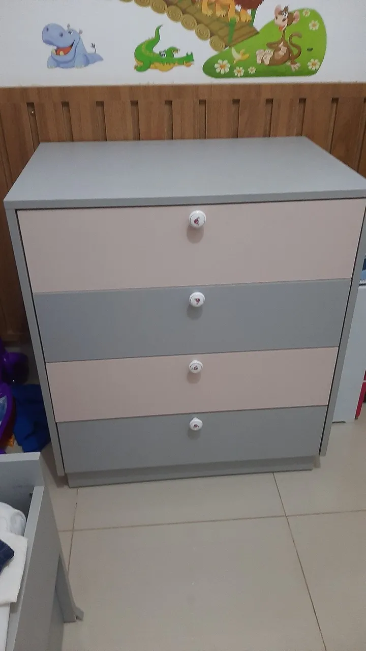 Cômoda Infantil Colorida com 4 Gavetas