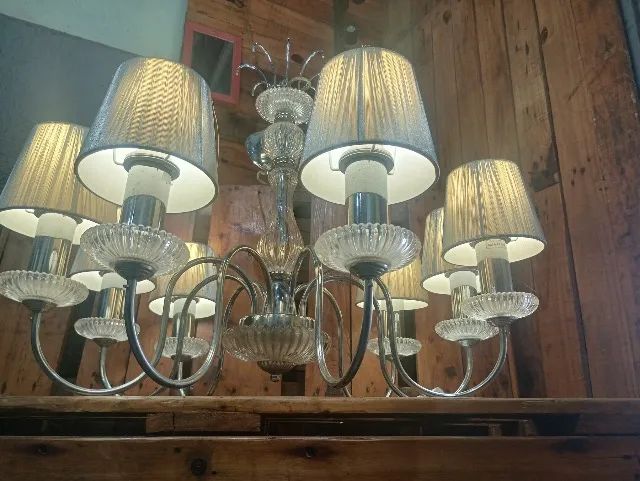 Lustre em vidro com 8 lâmpadas  - Foto 2