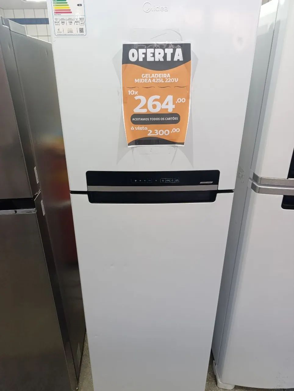 GELADEIRA MIDEA 425L. NOVA, PRODUTO DE MOSTRUÁRIO.