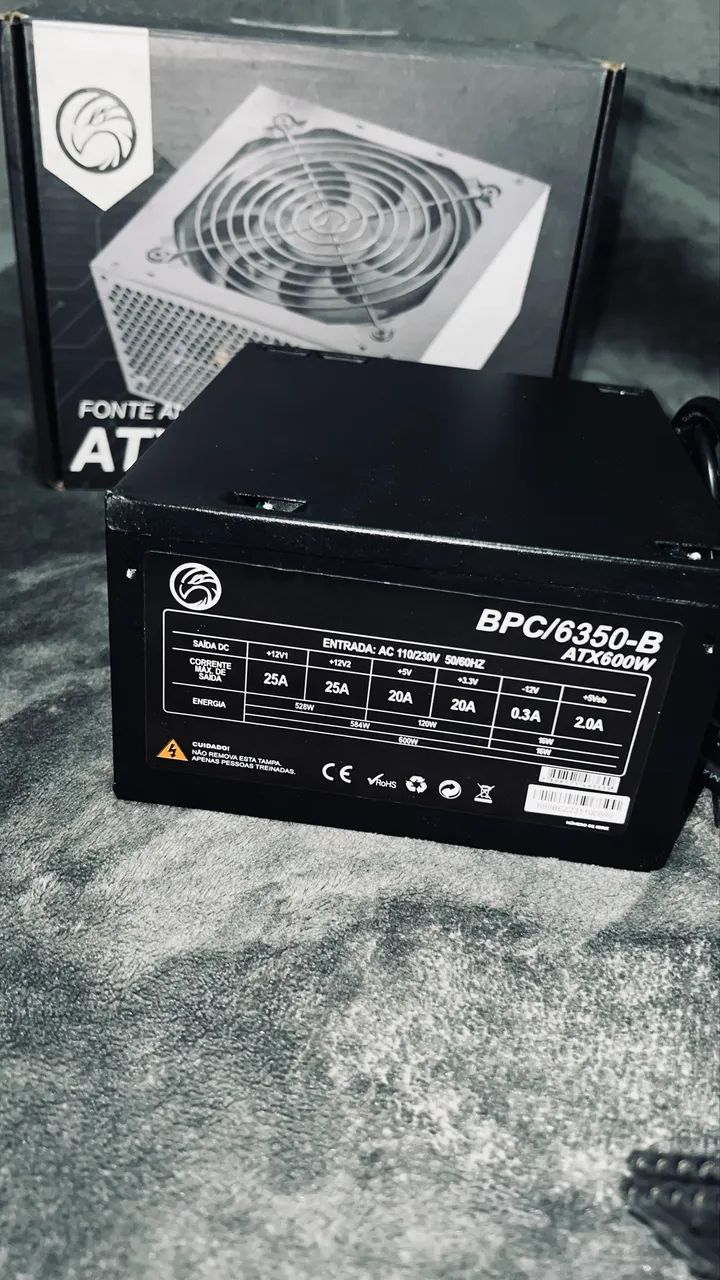 Fonte Atx 600w Real 24 Pinos