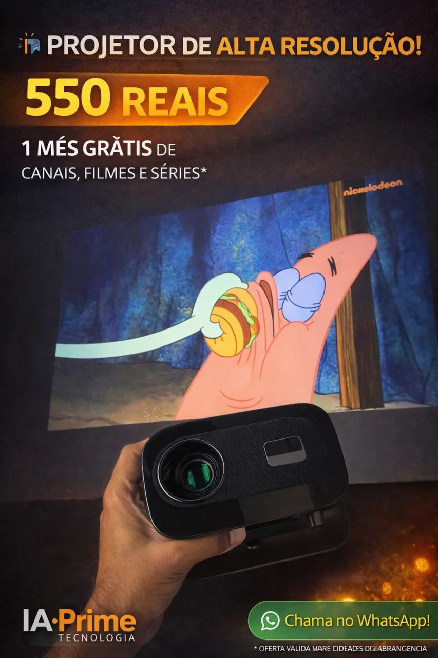 Projetor alta resolução com canais gratis