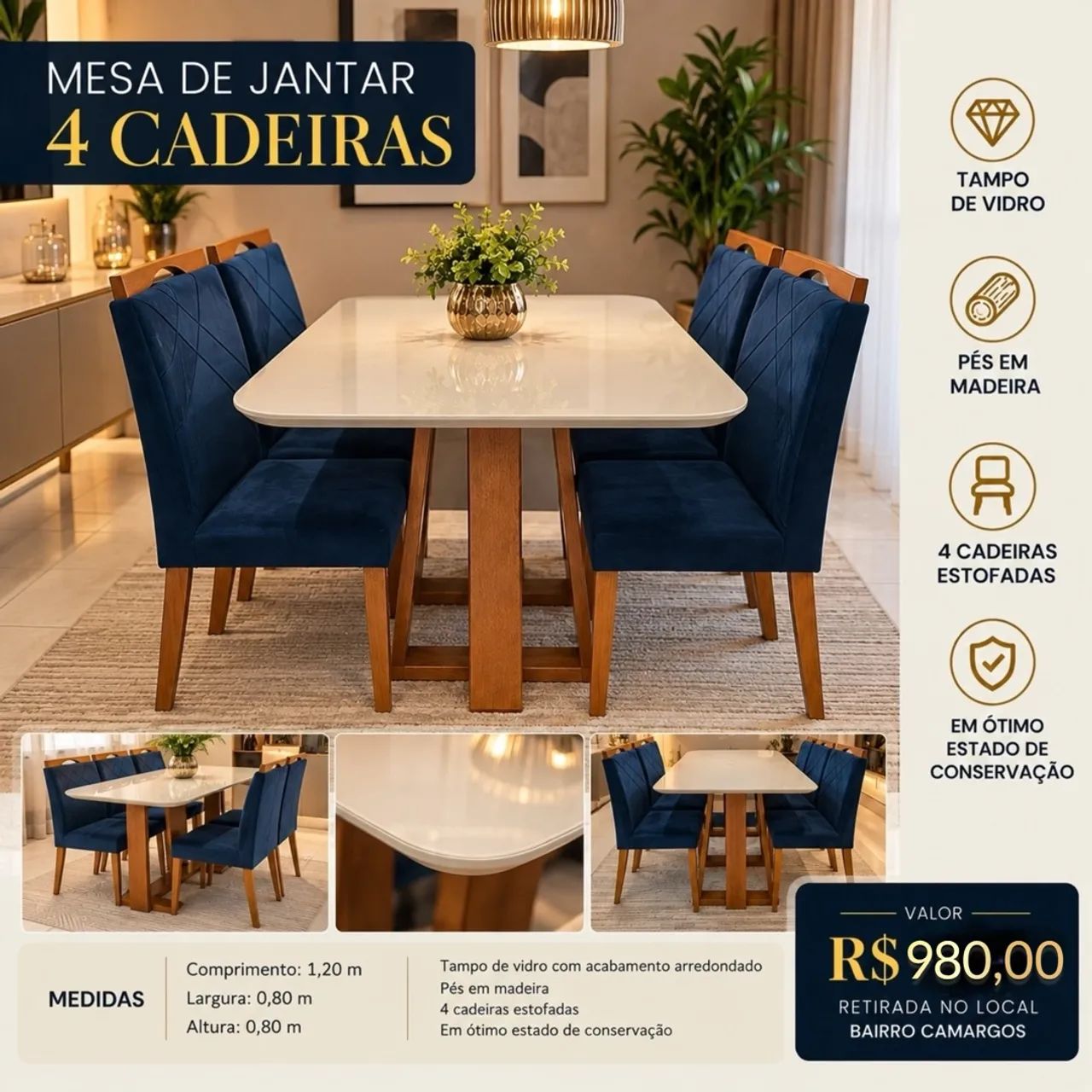 Mesa 4 cadeiras - Foto 3