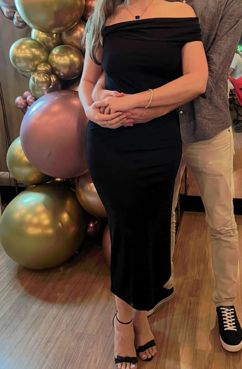 VESTIDO MIDI PRETO ZARA COM DECOTE OMBRO A OMBRO - CLÁSSICO E ATEMPORAL - Foto 2