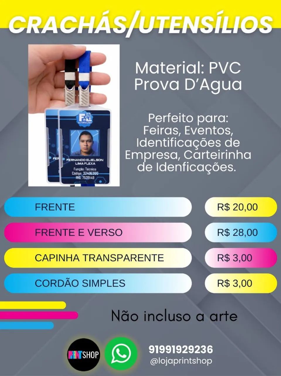 Crachá personalizado de pvc