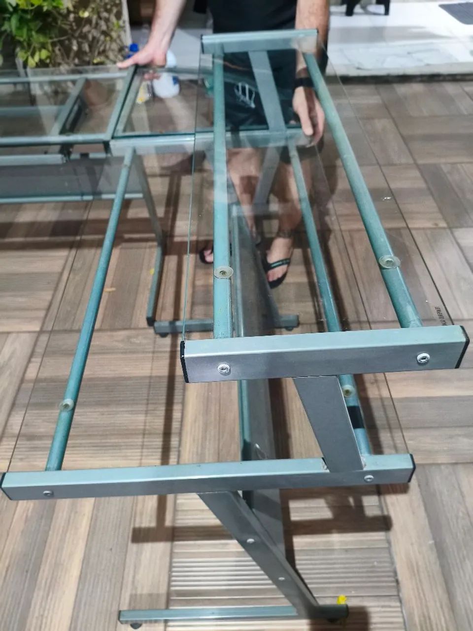 Mesa de Escritório Aço e Vidro - Foto 2