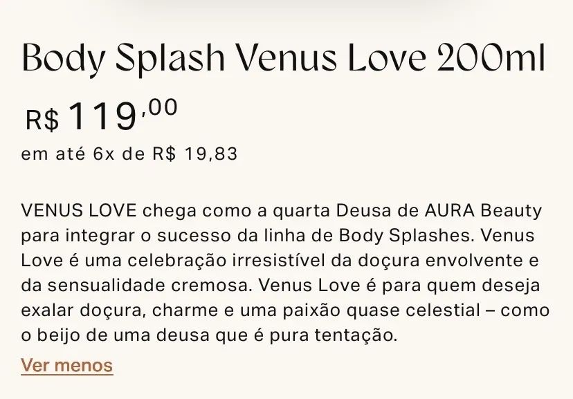 Aura Beauty - Venus Love Body Splash - Foto 4