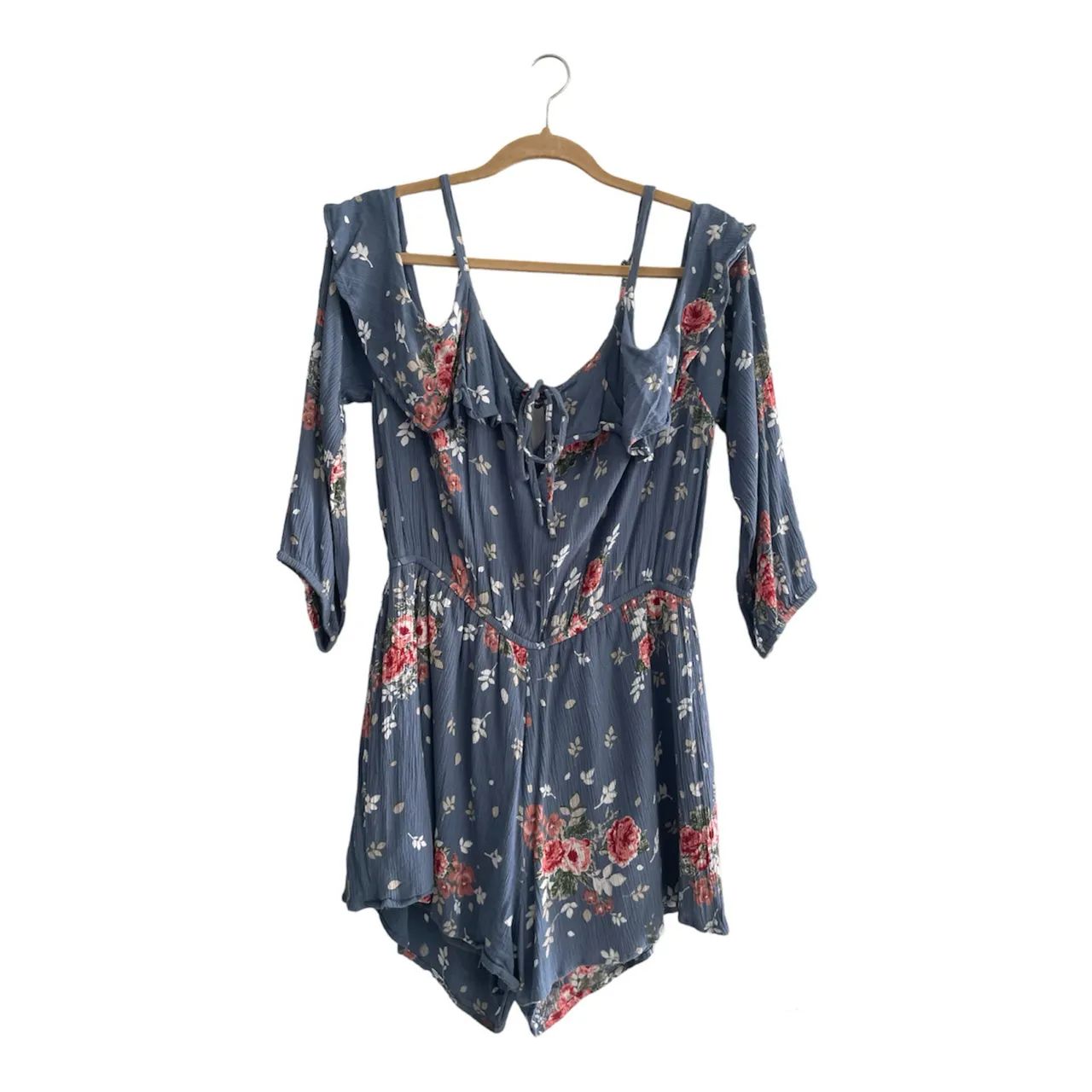Macaquinho azul floral feminino  - Foto 2