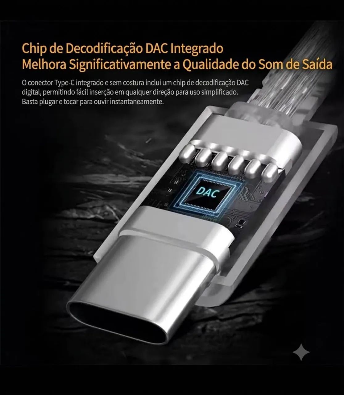 Cabo KZ tipo C para celular ou tablet sem entrada de fone - Foto 2