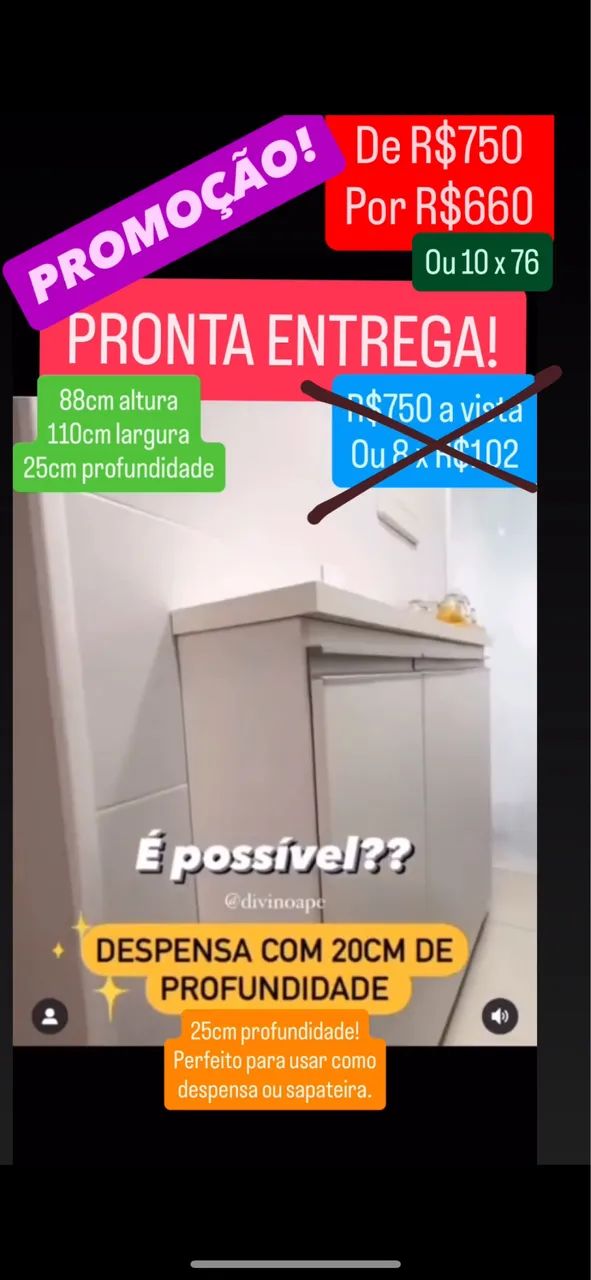 Despenseiro 100% mdf com rodinhas
