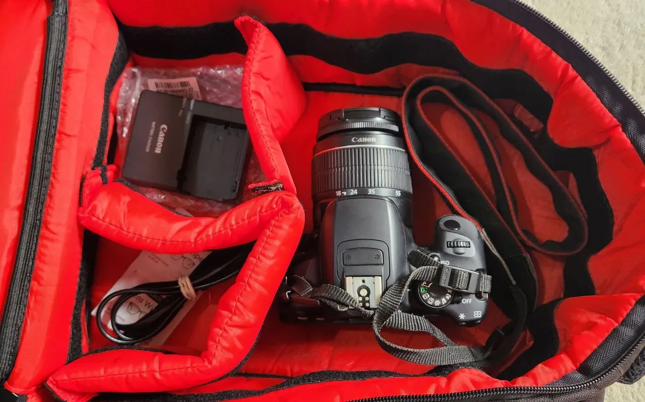 Canon T5i com lente 18-55mm + Cartão 128Gb + Mochila fotográfica - Foto 2