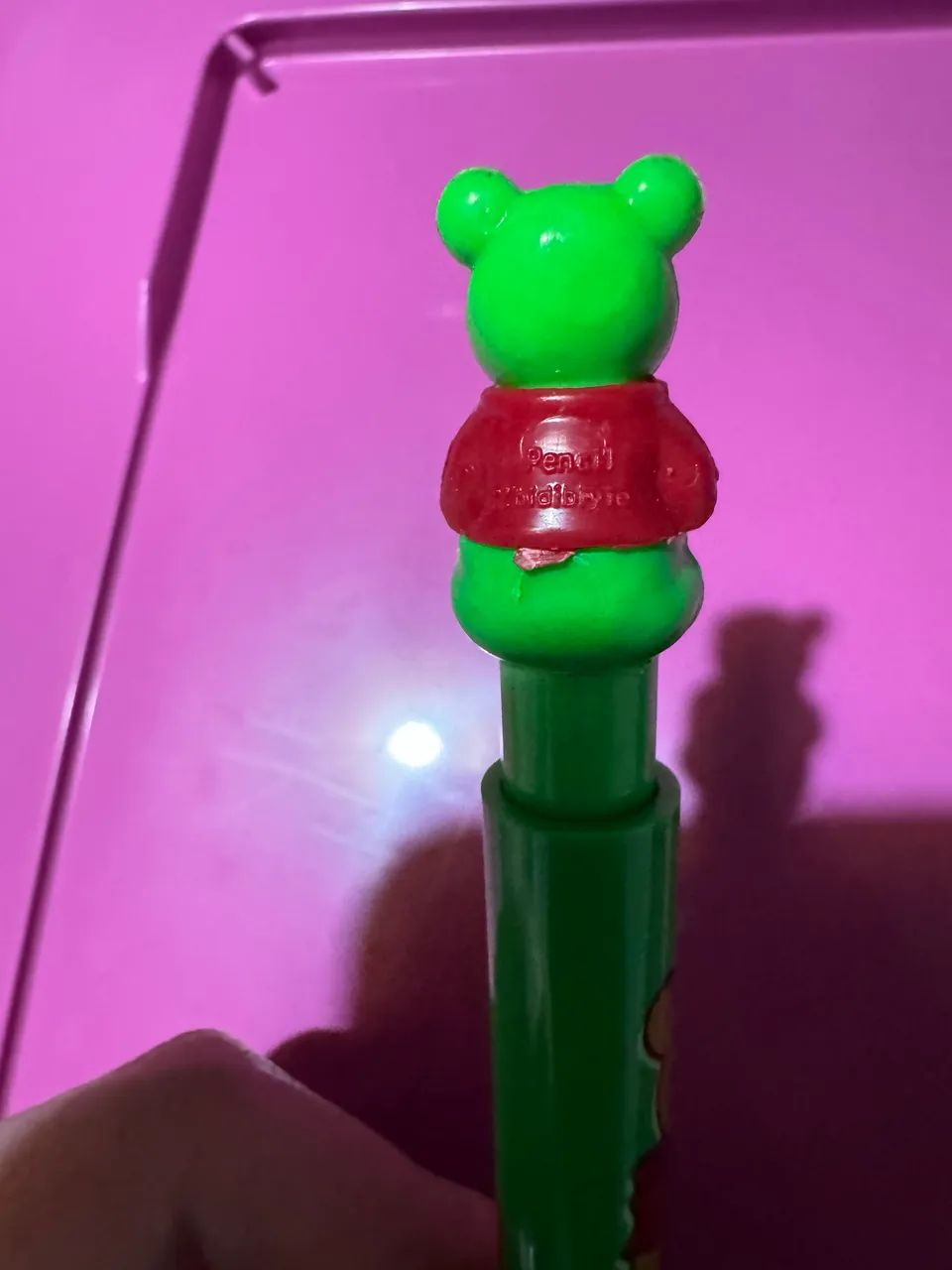 Lapiseira rara e antiga Ursinho Pooh verde década de 80 - Foto 4