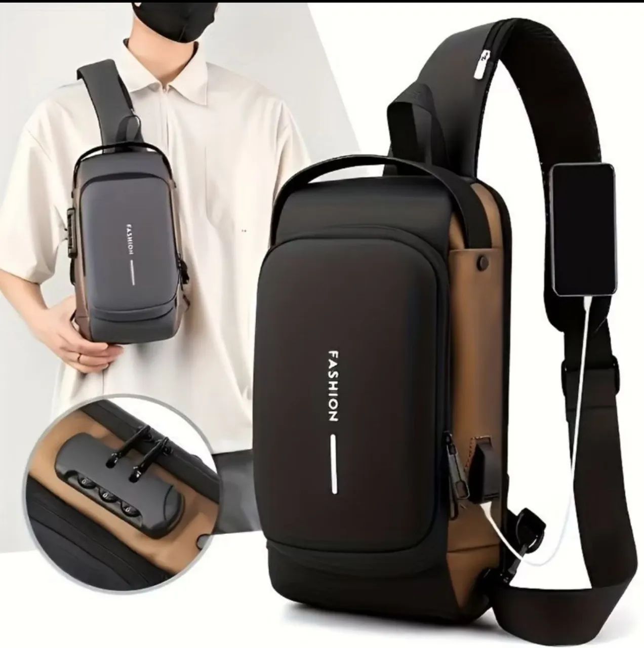 Mochila de Ombro Transversal Compacta impermeável  - Foto 3