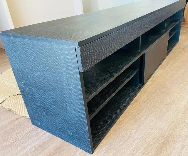 Rack  sala - para TV até 75" Porta de Correr Preto - Foto 2