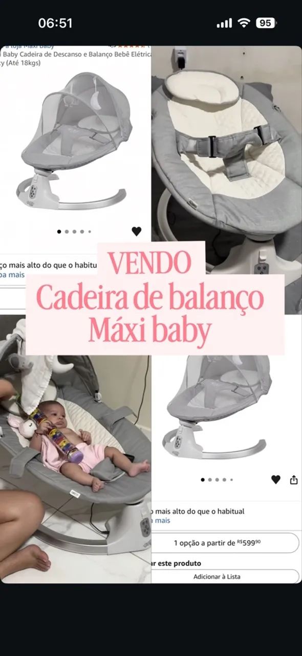 CADEIRA DE BALANÇO BEBÊ  - Foto 5
