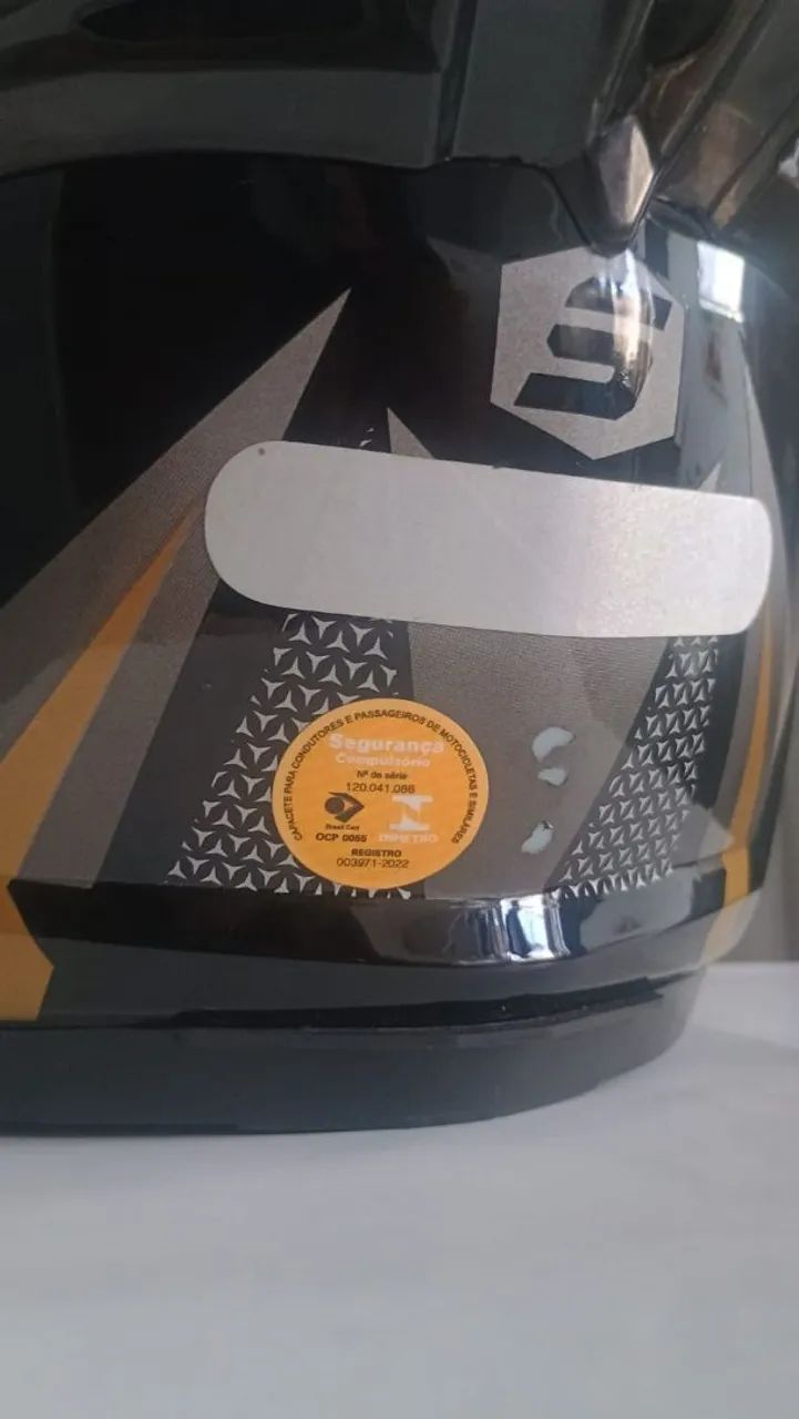 Capacete Protork Stealth Preto e Dourado 58 - Foto 5