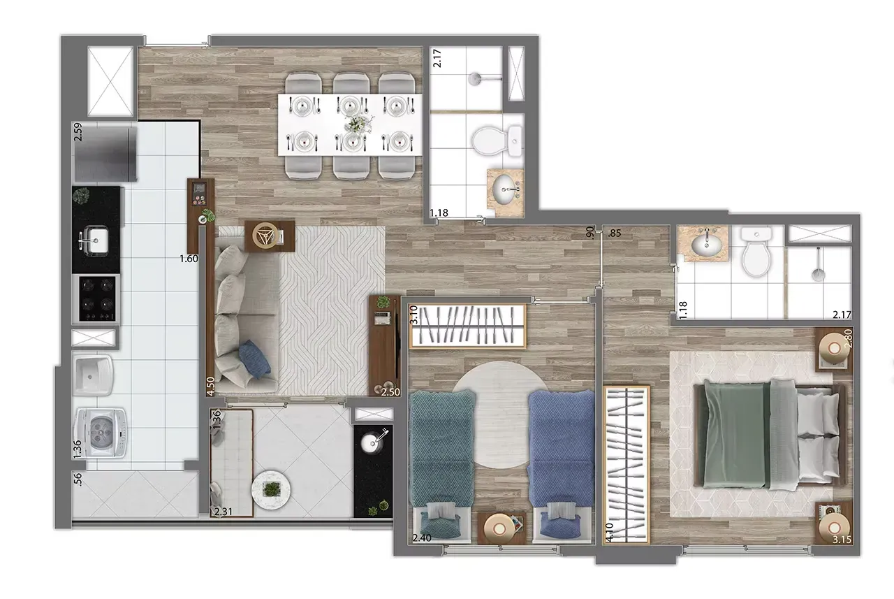 PLANTA 56m²