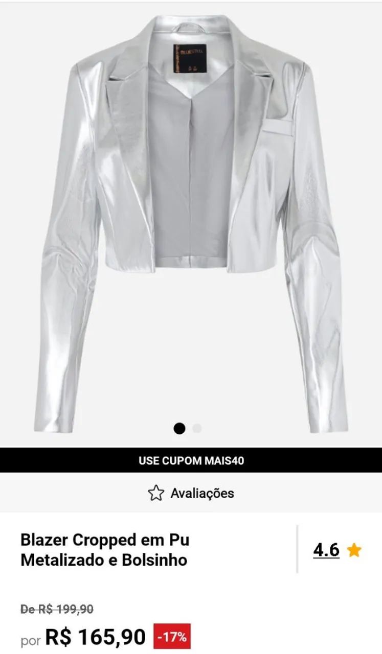 Blazer cropped metalizado  - Foto 3