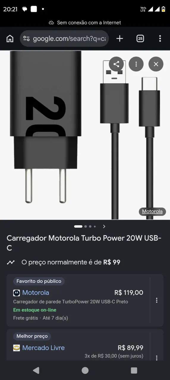 Carregador original Motorola 