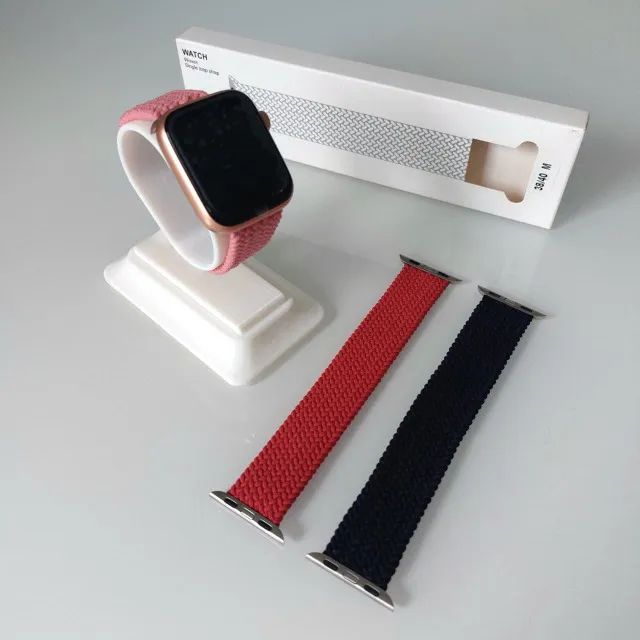 Pulseira para Watch Nylon Loop Solo Elástica 38/40 M - Preta Rosa ou Vermelha - Foto 2
