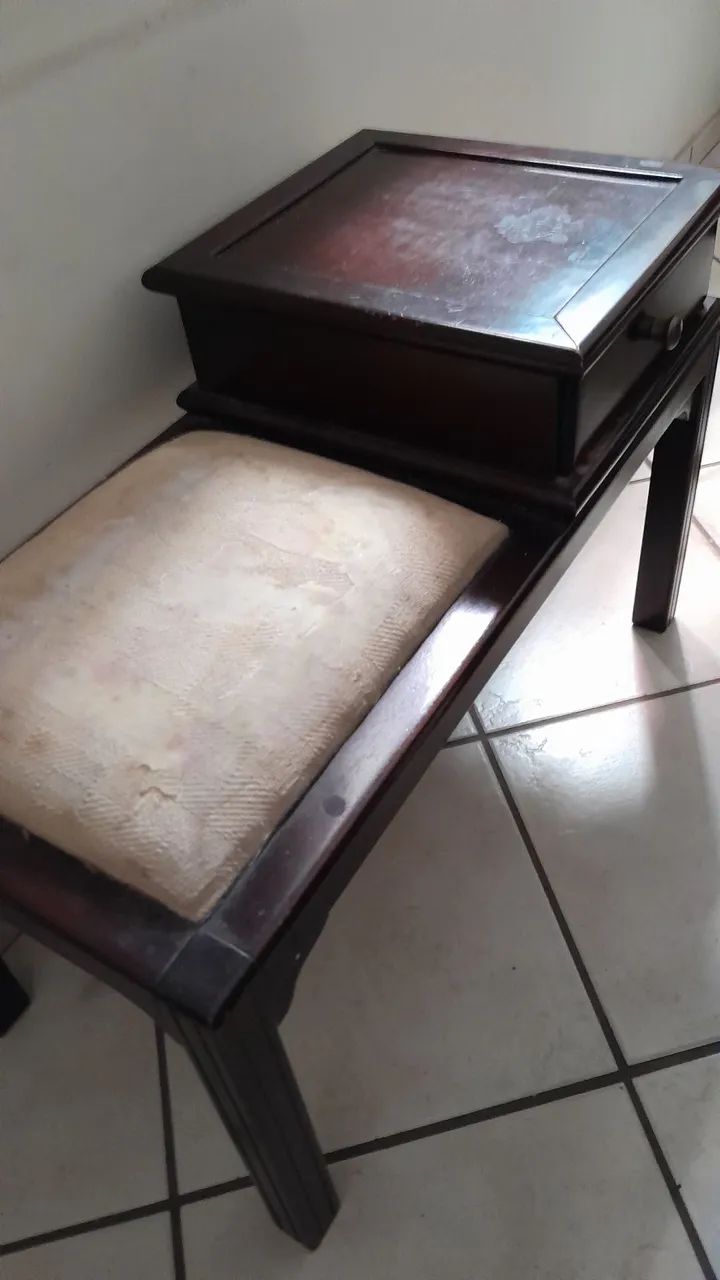 Mesinha de telefone madeira maciça com assento estofado - Foto 5