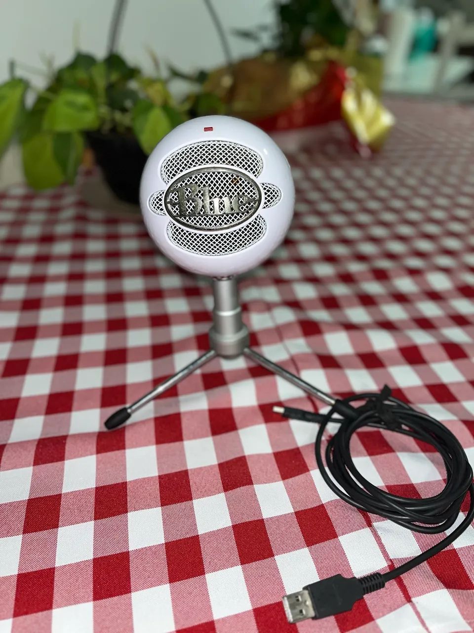 Microfone usado! Microfone Condensador USB Blue Snowball Ice Branco.