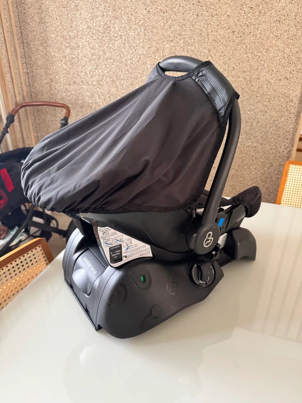 Conjunto Bebê Conforto Grid Black com Base Fixação Galzerano - Foto 3