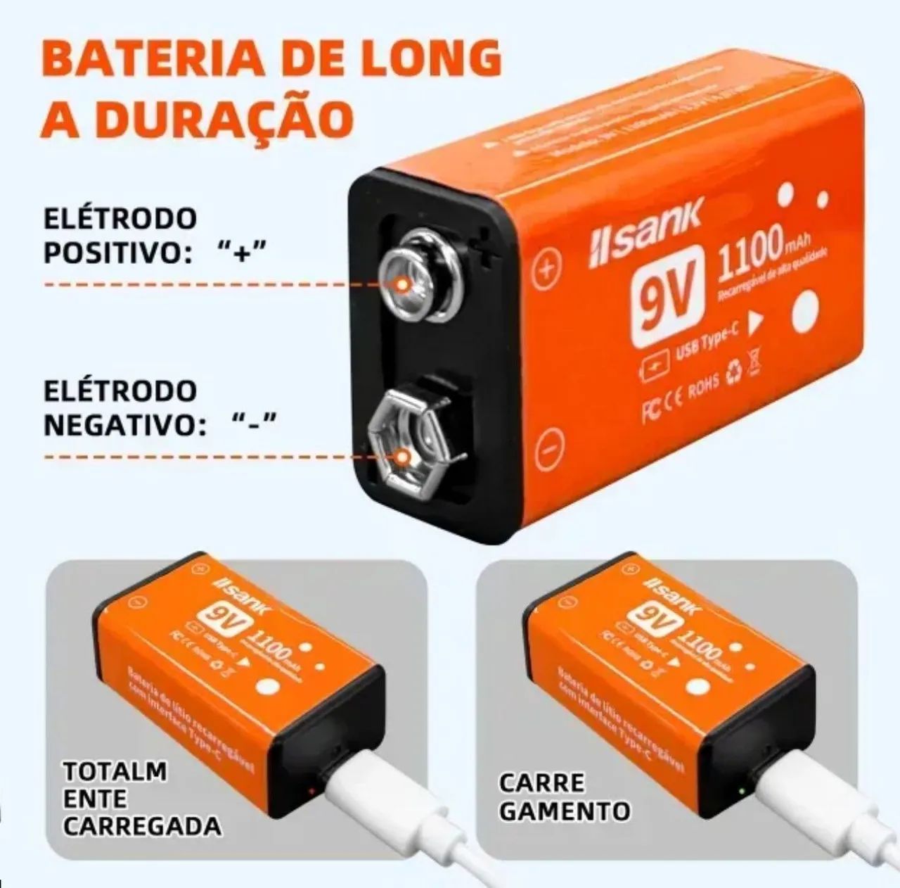 Bateria 9v recarregável  - Foto 4