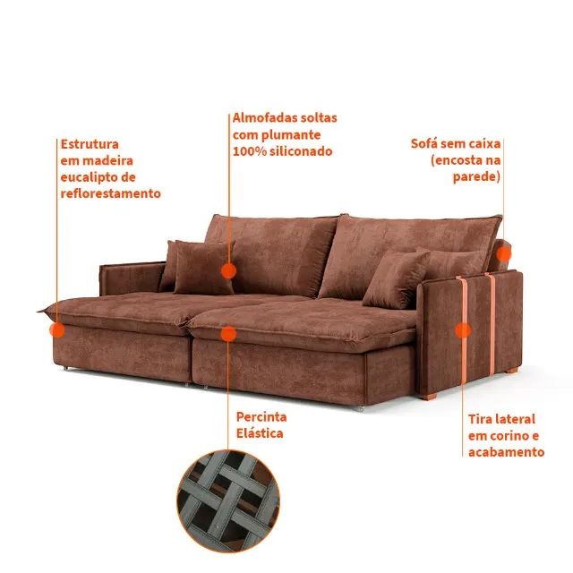 Sofá Retrátil Reclinável Linho 2,50m