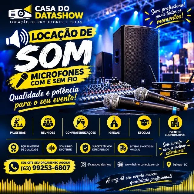 Aluguel Som Microfones Projetores Datashow Tela Karaoke