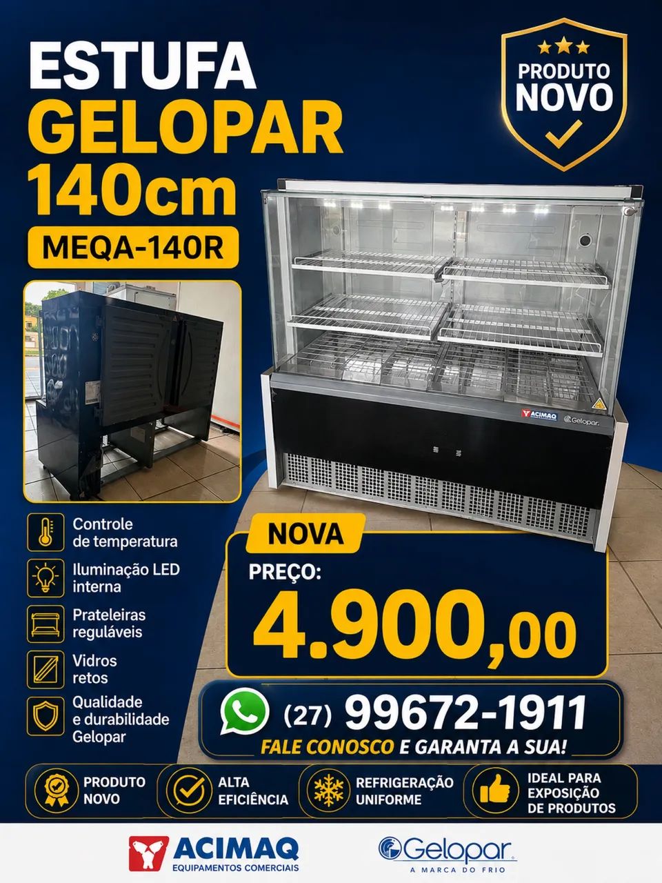 Vitrine Estufa Mega-140  da GELOPAR Nova 
