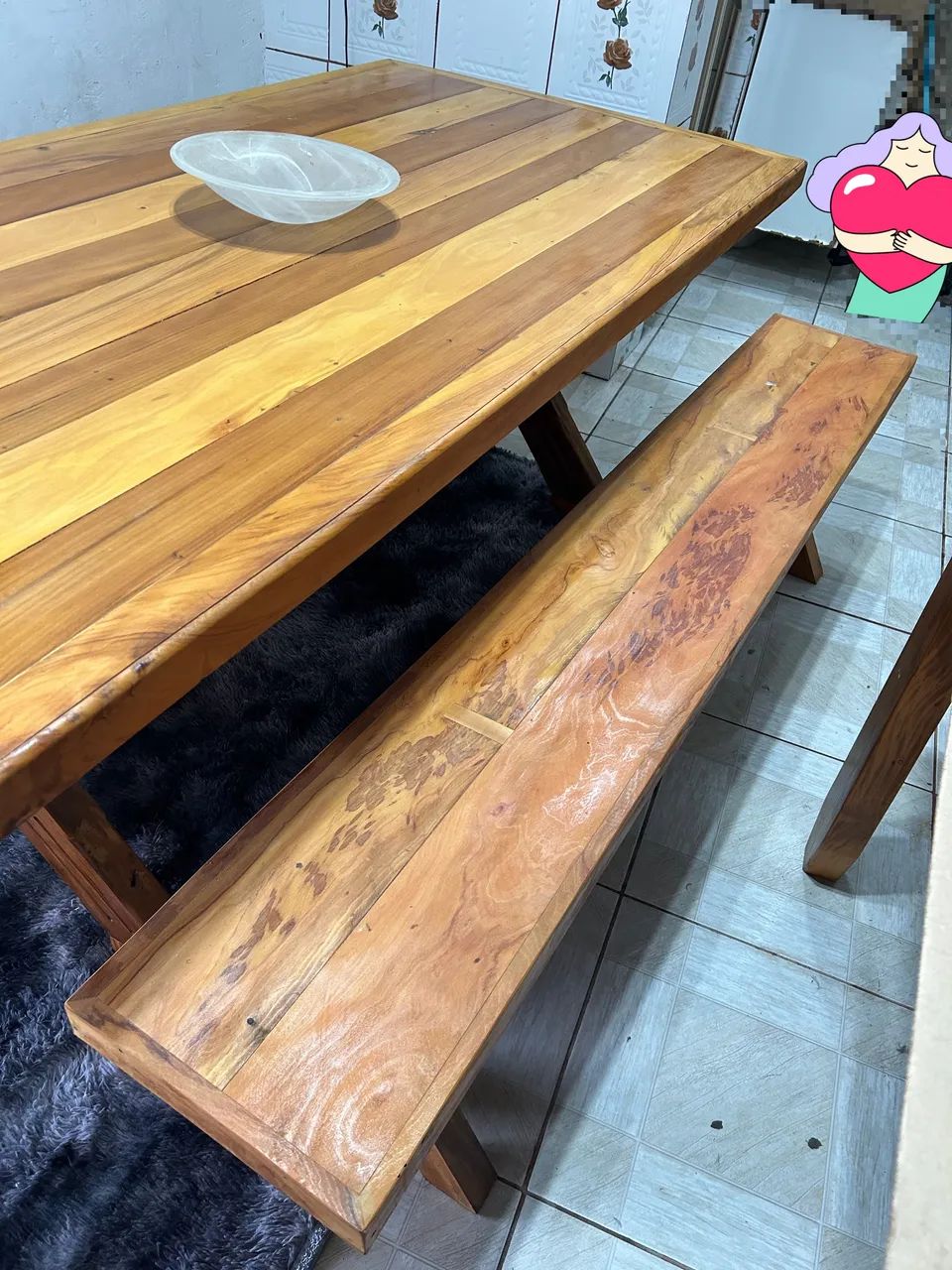 Mesa c/ 2 Bancos Madeira Maciça  - Foto 5