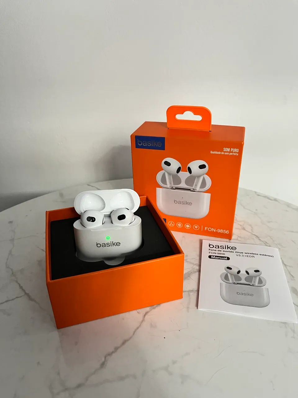 Fone Bluetooth Basike TWS V5.3 + Caixa e Cabo