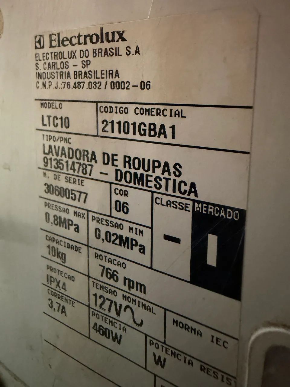 Máquina de lavar Electrolux 10kg - Máquinas de Lavar e Secadoras